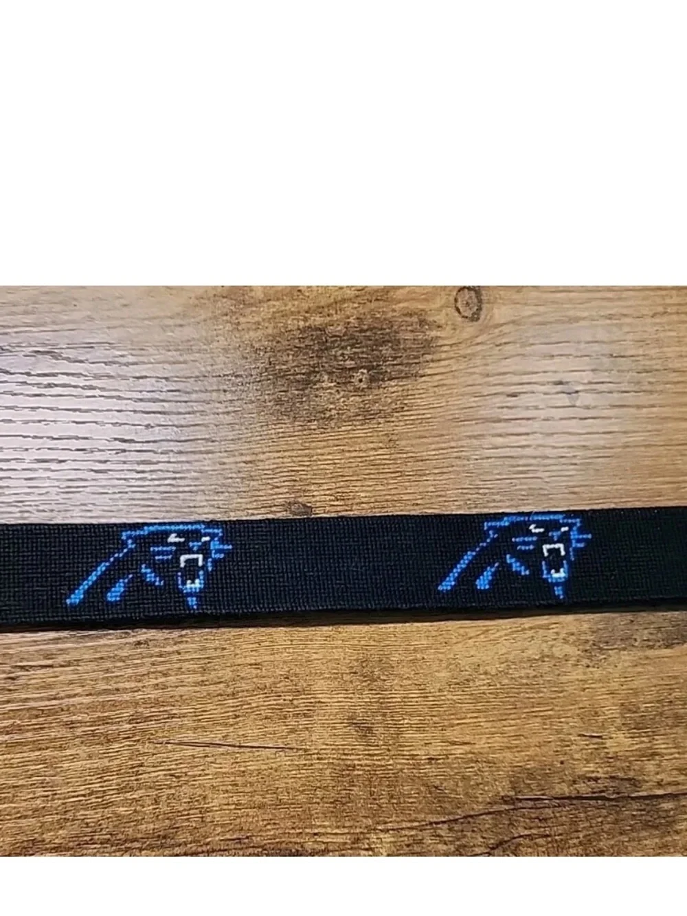 Smather’s & Branson Sz 36 Hand Stitched Needlepoint Belt Black CAROLINA PANTHERS